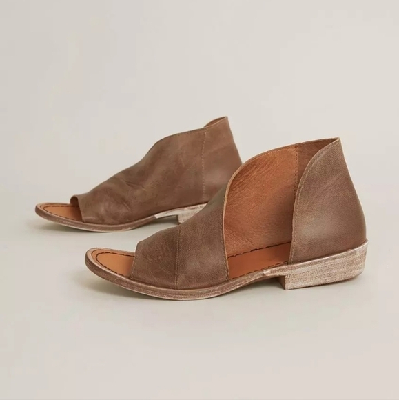 Free People Ankle Cut Out Mont blanc blaLeather shoes boots open toe sz 37/6.5-7 - Picture 1 of 13